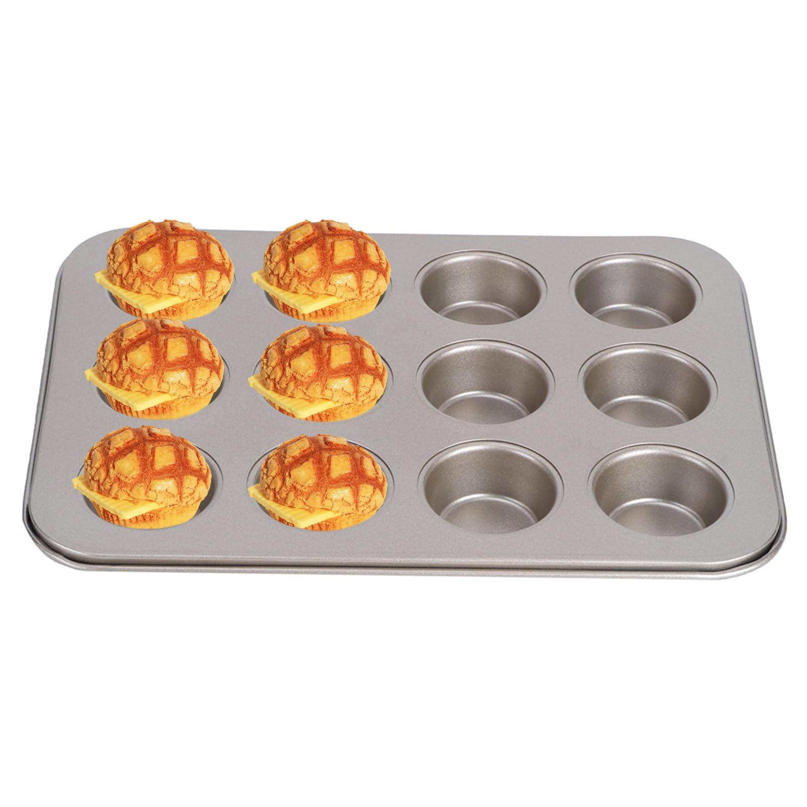 12 Cup Mini Muffin Pan,Nonstick Mini Cheesecake Pan Muffin Tin for Cupcake,Carbon Steel Mini Cupcake Pan for Homemade Muffins,DIY Cooking Tools for Muffin Cakes,Gold