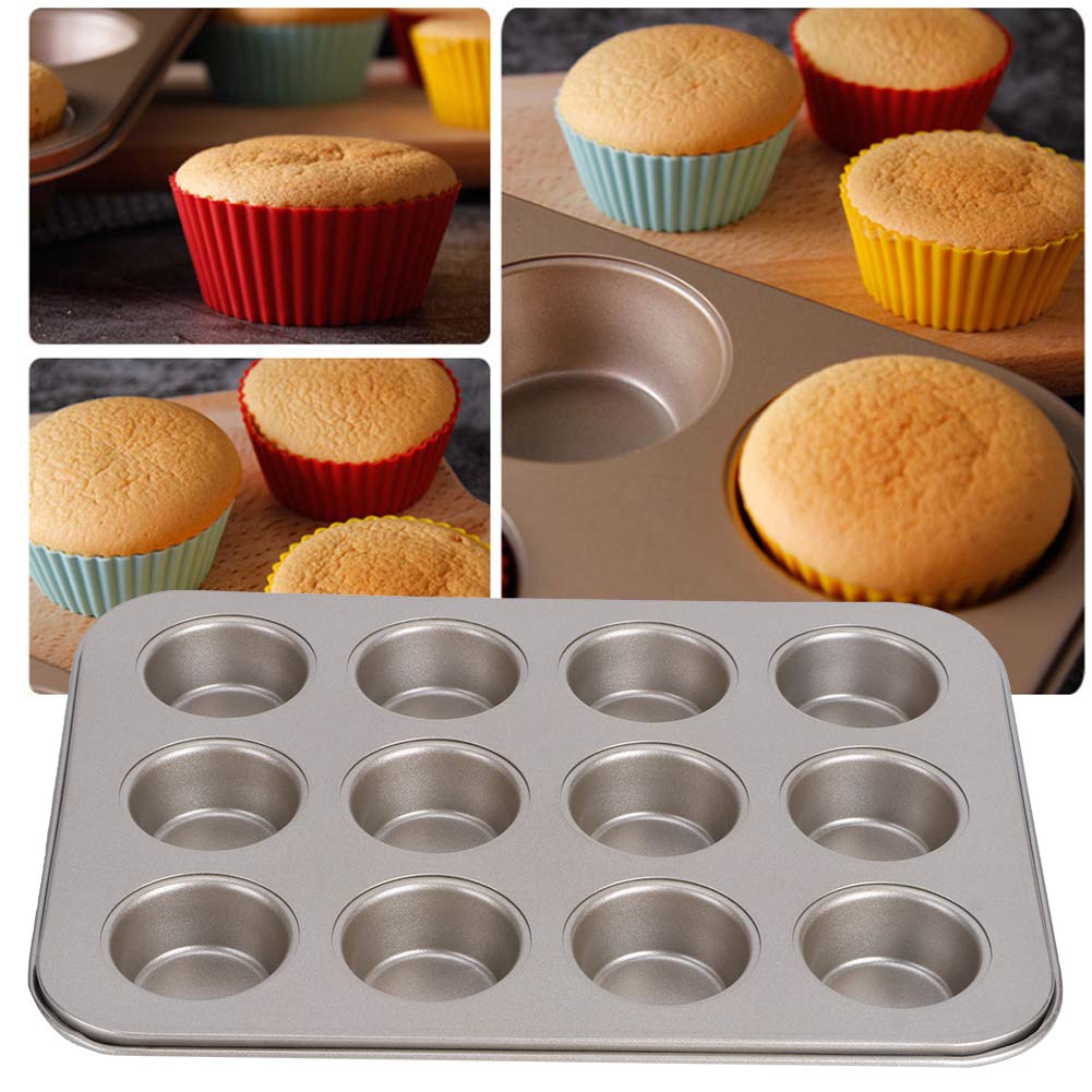 12 Cup Mini Muffin Pan,Nonstick Mini Cheesecake Pan Muffin Tin for Cupcake,Carbon Steel Mini Cupcake Pan for Homemade Muffins,DIY Cooking Tools for Muffin Cakes,Gold