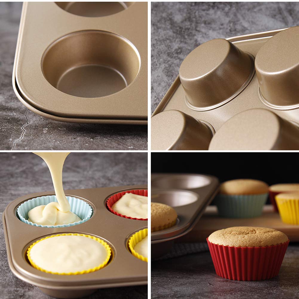 12 Cup Mini Muffin Pan,Nonstick Mini Cheesecake Pan Muffin Tin for Cupcake,Carbon Steel Mini Cupcake Pan for Homemade Muffins,DIY Cooking Tools for Muffin Cakes,Gold