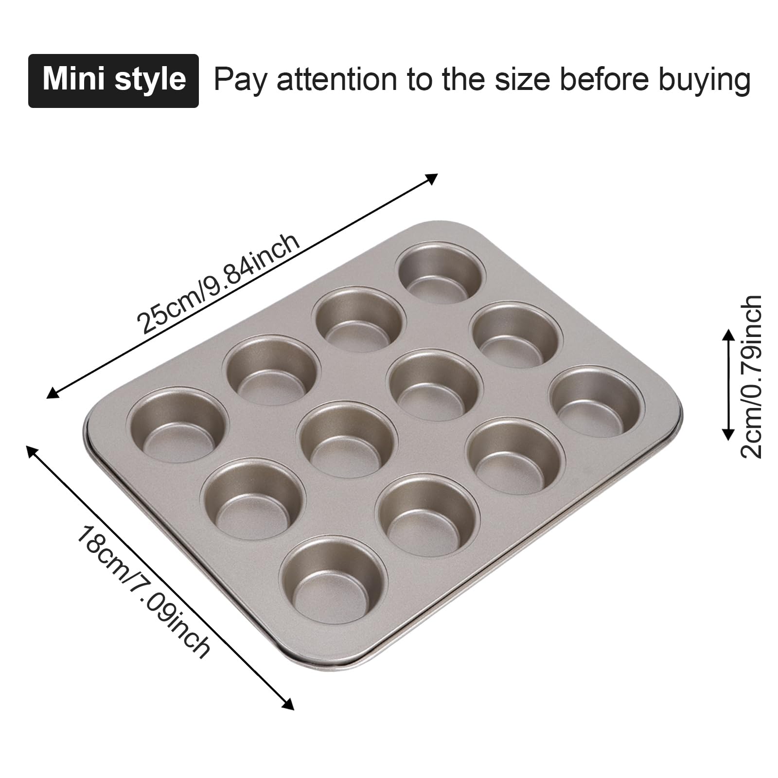 12 Cup Mini Muffin Pan,Nonstick Mini Cheesecake Pan Muffin Tin for Cupcake,Carbon Steel Mini Cupcake Pan for Homemade Muffins,DIY Cooking Tools for Muffin Cakes,Gold