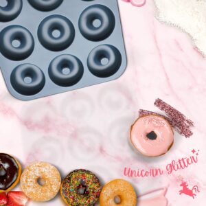 Large Non-Stick 100% LFGB Grade Silicone Donut Pan, Makes 9 Full Size Donuts, Oven, Dishwasher and Freezer Safe Donut Mold by Unicorn Glitter LLC