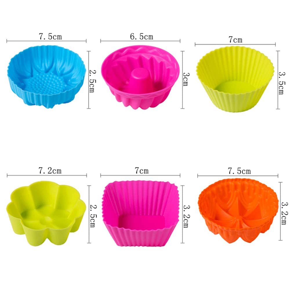 36 Pcs Silicone Cupcake Baking Cups, AIFUDA Reusable Mini Cake Cups Liners Mold Nonstick Muffin Donut Pan, 9 Shapes