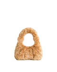 jw pei women's gabbi faux fur medium ruched hobo handbag - light brown