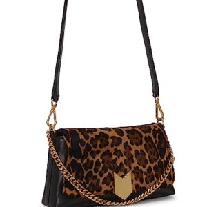 Vince Camuto Theon Flap Crossbody, Black Leopard