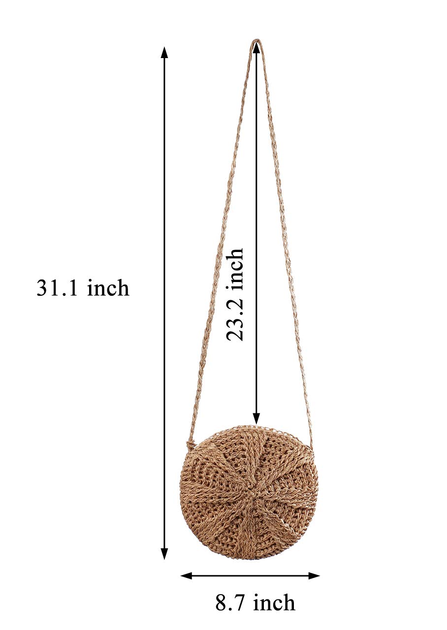 CHIC DIARY Women Straw Bag Crossbody Handmade Woven Summer Beach Top Zipper Shoulder Purse with Tassel (Khaki)