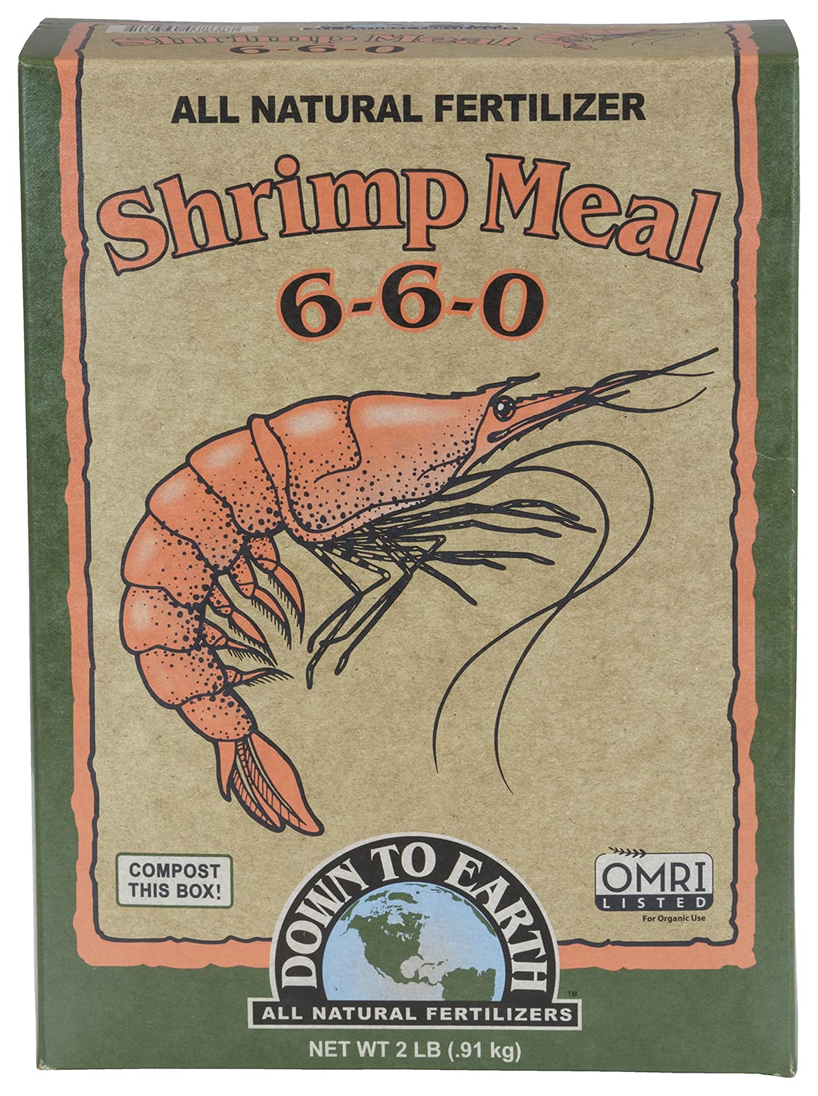 Down to Earth All Natural Shrimp Meal Fertilizer Mix 6-6-0, 2 lb