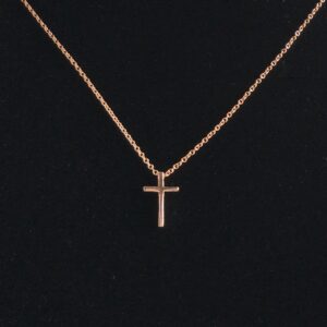 Rose Gold Tiny Cross Necklace, Dainty Cross Necklace, Small Cross Pendant Austin Down to Earth (Adj 16-18 inches)