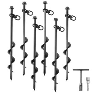 Ground Anchor, Onlyme 6 Pack Earth Anchors Heavy Duty for High Winds, Carport Shed Auger Anchors to Ground, Ground Anchors Screw in Heavy Duty