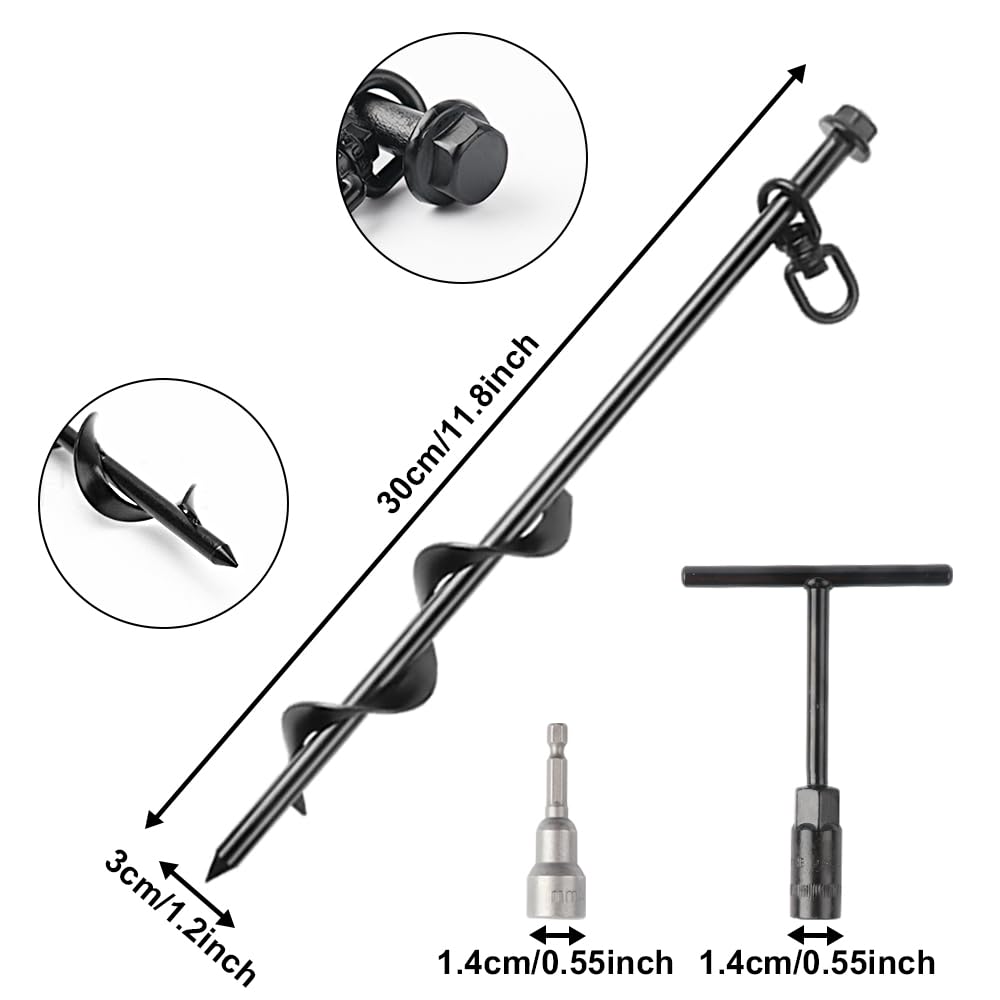 Ground Anchor, Onlyme 6 Pack Earth Anchors Heavy Duty for High Winds, Carport Shed Auger Anchors to Ground, Ground Anchors Screw in Heavy Duty