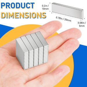 60Pcs WUDIME Strong Neodymium Magnets Bar, 20x5x2mm Bar Magnets for Crafts, Heavy Duty Rare Earth Magnets, Small Magnets for Tool Storage, Kitchen, School Science and Office DIY