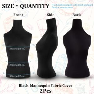 Tudomro 2 Pcs Mannequin Fabric Cover Mannequin Cover with Elasticity Mannequin Cloth Cover Mannequin Body for Designer Retail Boutique Store Dressmaker Form Dummy Model Display Fitting Styling Black