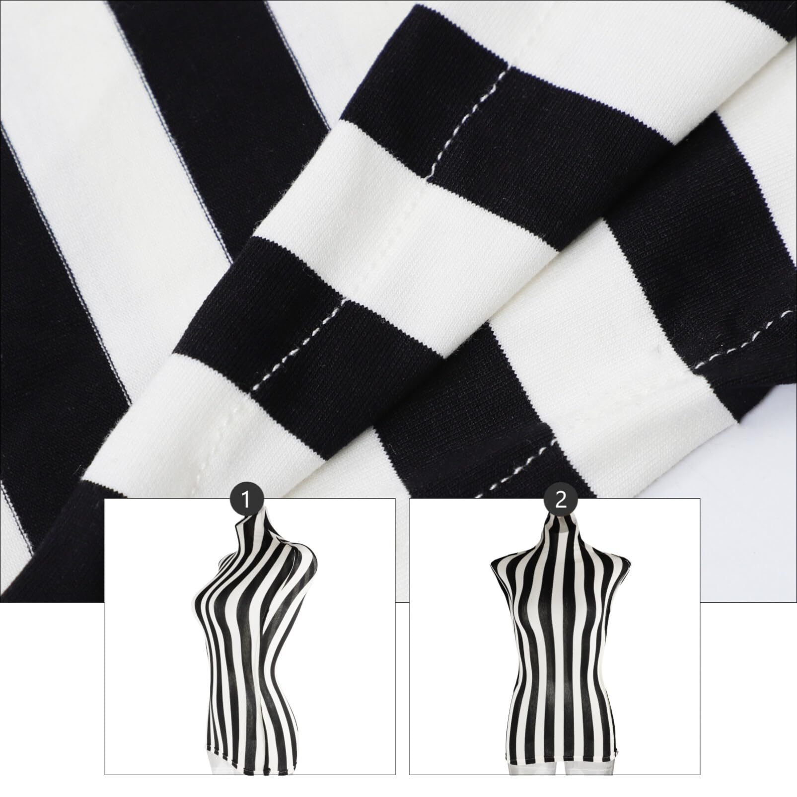 Black and White Striped Superb Mannequin Fabric Cover, 100% Handmade, Soft and Stretchy, Suitable for Fashion Designer Retail Boutique Seamstress Mannequin Display Fitting Look, Mannequin not Included