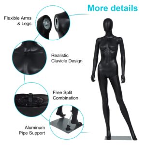 Mannequin Full Body Dress Form Display Adjustable Stand Posable Manikin Torso with Metal Base, White (Female 5)