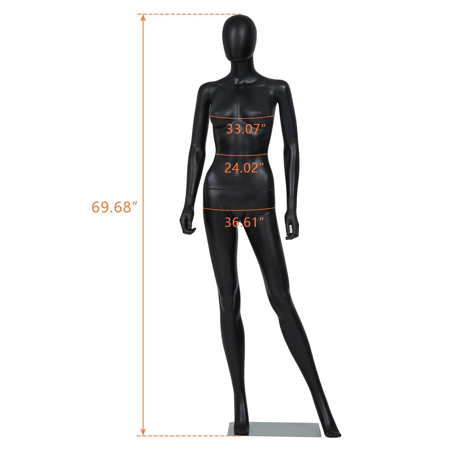 Mannequin Full Body Dress Form Display Adjustable Stand Posable Manikin Torso with Metal Base, White (Female 5)