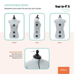 Dritz Twin-Fit Adjustable Dress Form, Small, Silver Gray