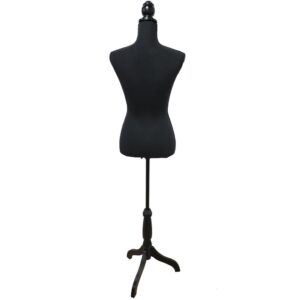 Female Dress Form Mannequin Torso Adjustable Height Mannequin Body with Tripod Stand for Clothing Dress Jewelry Display, Black