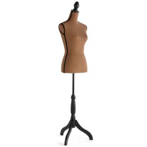 DRDINGRUI Female Mannequin Torso with Stand, Height Adjustable Dress Form with Tripod Base for Jewelry Display