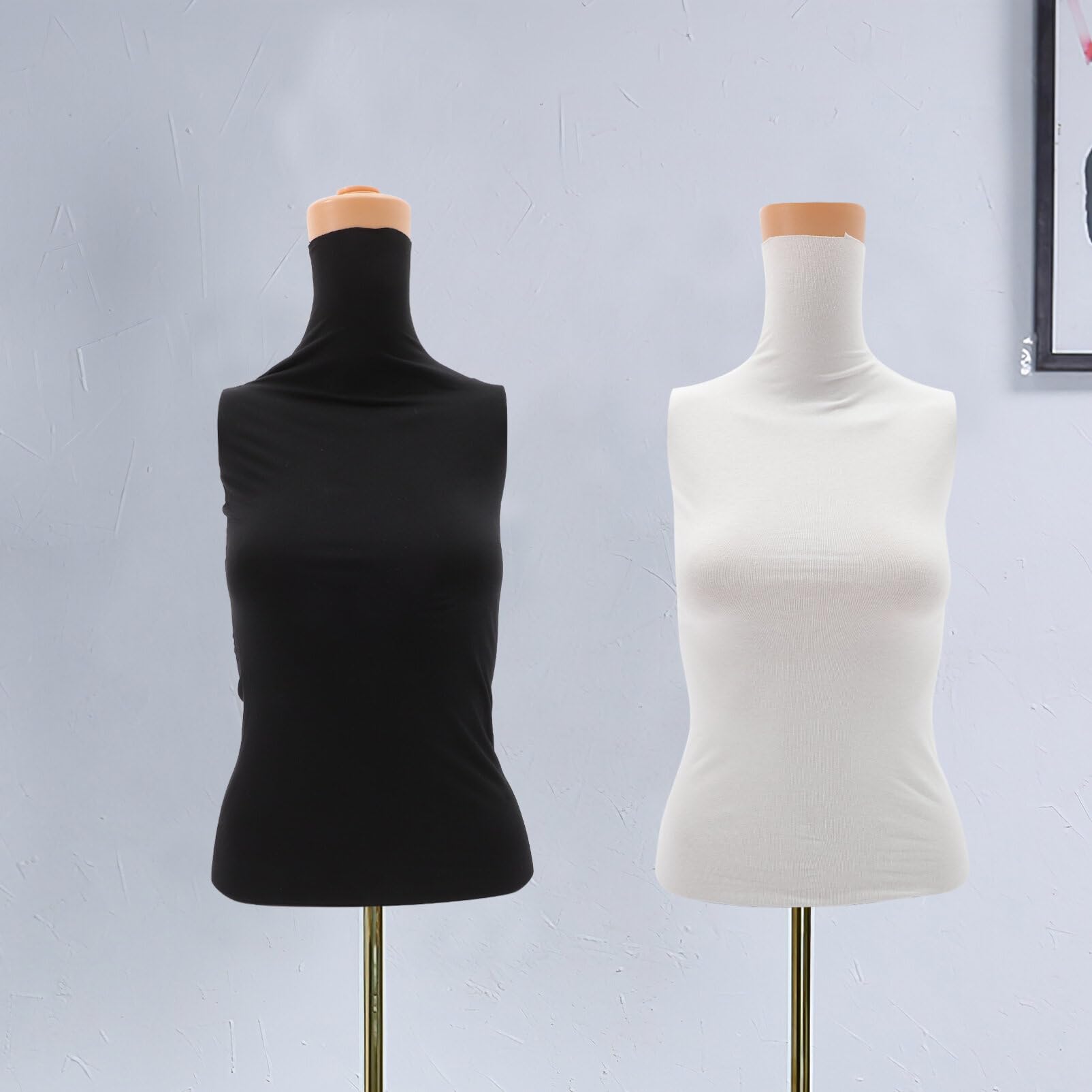 Female Mannequin Fabric Cover, 2Pcs Female Model Cloth Cover Mannequin Body Fabric Cover Model Accessories for Designer Retail Boutique Store(Black and White)