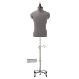 lxla rolling male mannequin with wheels base, shoe & pants rack, clothing store display manikin half-body adjustable height, tailor's dummy for cloakroom ( color : silver base stand )