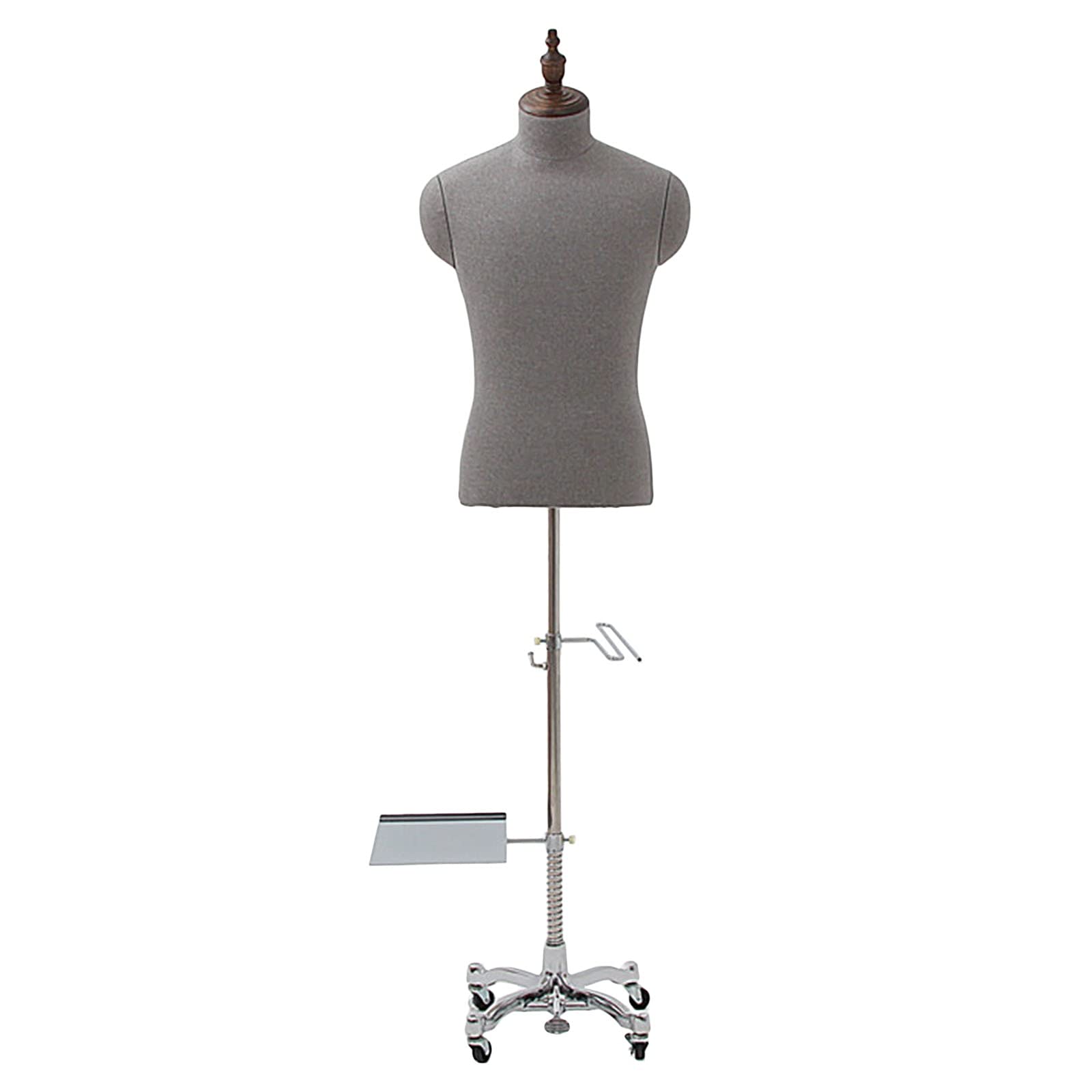 LXLA Rolling Male Mannequin with Wheels Base, Shoe & Pants Rack, Clothing Store Display Manikin Half-Body Adjustable Height, Tailor's Dummy for Cloakroom ( Color : Silver Base Stand )