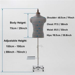 LXLA Rolling Male Mannequin with Wheels Base, Shoe & Pants Rack, Clothing Store Display Manikin Half-Body Adjustable Height, Tailor's Dummy for Cloakroom ( Color : Silver Base Stand )