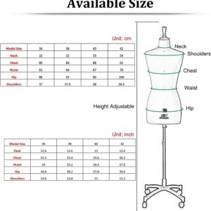 Female Mannequin Body, Sewing Mannequin Torso Female Mannequins Adjustable Sewing Mannequin with Wheels, Adult Female Dress Form Manikin Body for Pinning, Home/Studios Half Women Torso Tailor Model (