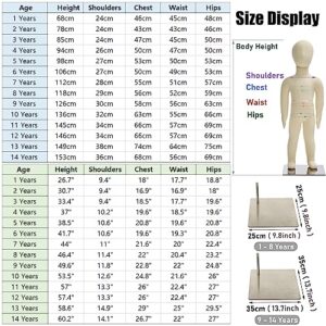 Standing Unisex Mannequin 1 2 3 4 5 6 7 8 9 10 11 12 13 14 Years Old Chindren's Clothing Display Manikin, Soft Flexible Toddlers Dress Form with Base, Dressmaker Dummy ( Size : 13 Years-149cm/58.6inch