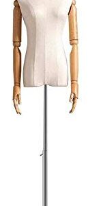 Mannequin Torso Mannequin Dress Form Torso Apparel Jewelry Display Stand Female Tailors Dummy Dressmakers Dummies Fashion Torso Body Display Bust with Solid Wood Arm Rotatable (A Large)