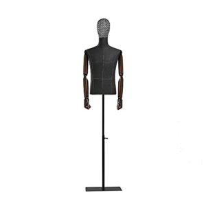 dressmaker's dummy black man mannequin torso with metal head & flexible arms , dress code clothing display dummy , adjustable height: 135-200cm (with arms )