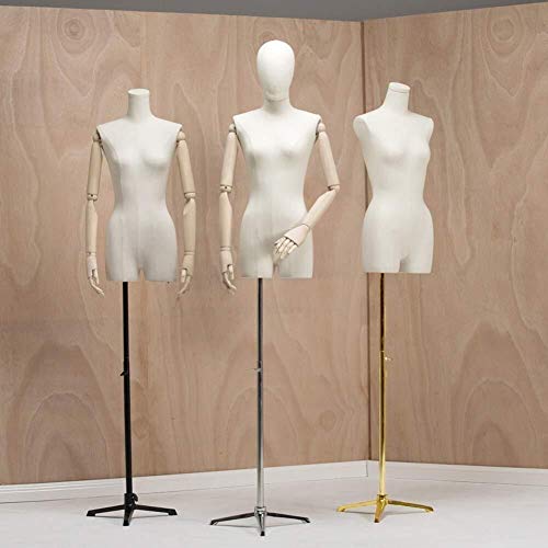 Mannequin Torso Mannequin Dress Form Torso Female Tailors Dummy Dressmakers Students Display Bust with Solid Wood Arm Detachable for Apparel Jewelry Show