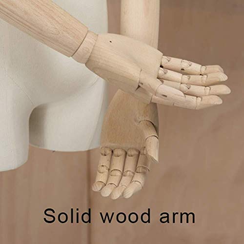 Mannequin Torso Mannequin Dress Form Torso Female Tailors Dummy Dressmakers Students Display Bust with Solid Wood Arm Detachable for Apparel Jewelry Show