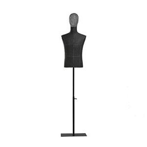 Dressmaker's Dummy Black Man Mannequin Torso with Metal Head & Flexible arms , Dress Code Clothing Display Dummy , Adjustable Height: 135-200cm (Without Arms )