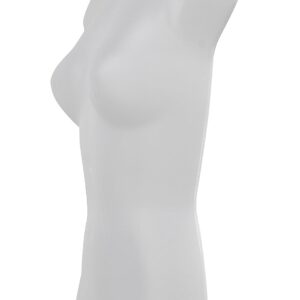 SSWBasics Female Molded Shatterproof Frosted Shapely Torso Form with Hook - Fits Women's Sizes 5-10 - Hanging Fashion Form Mannequin to Display Top and Bottom Merchandise