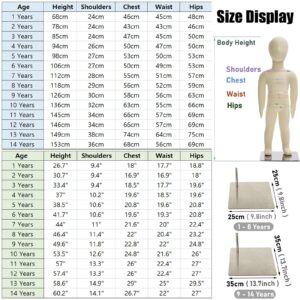 1-14 Years Mannequin Infants Toddlers Kids Youth Dress Manikin for Store Display, Sewing Projects, Cosplay Props, Pinable Dressmaker Dummy, PU Foam Body ( Size : 2 Years-78cm/30.7inch H )