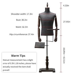 Male Dress Form, Height Adjustable Mannequin Body Torso, Mannequin for Display and Sewing, Including Pants Rack and Shoe Rack (Grey, T-9)