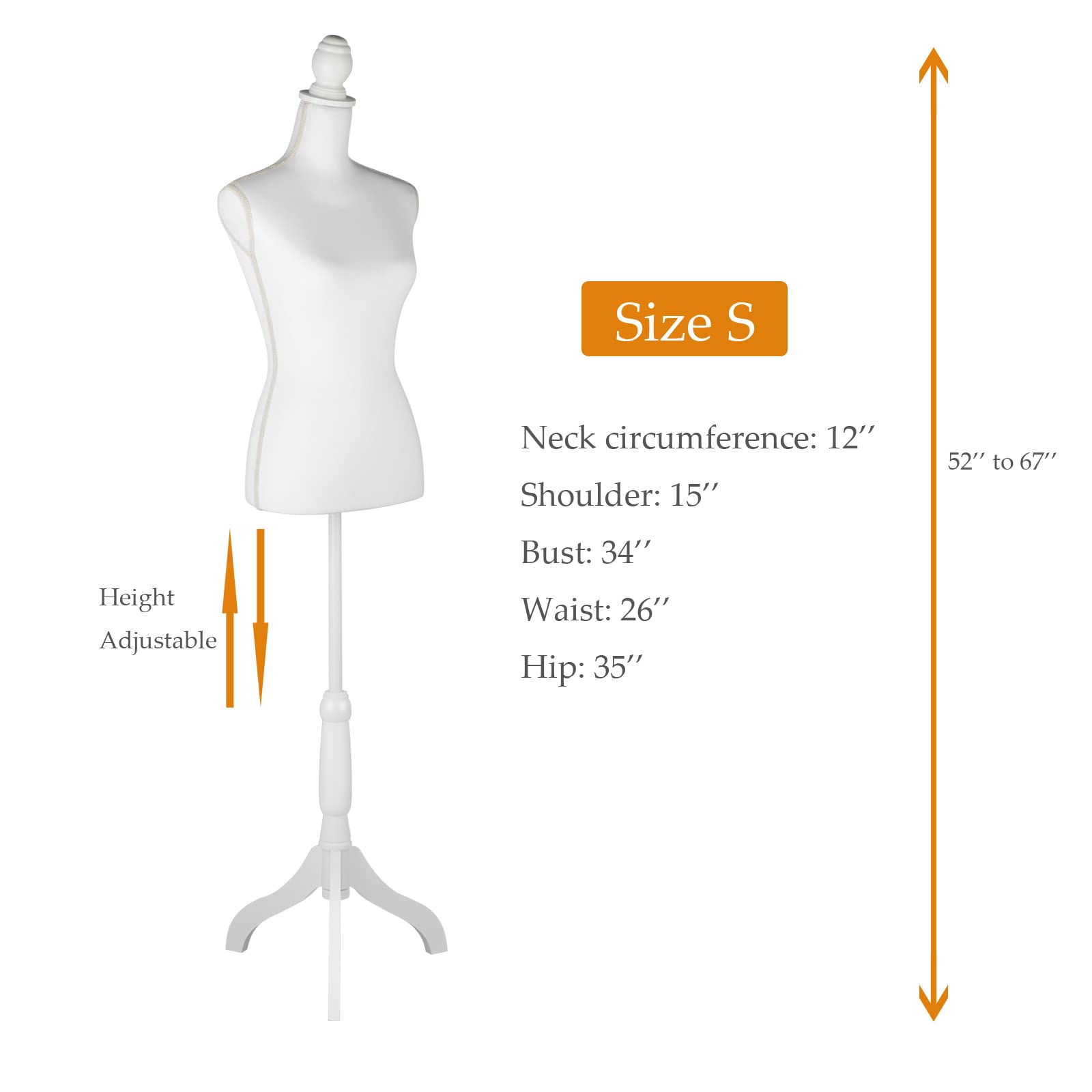 DRDINGRUI Dress Form with Stand, Pinnable Female Mannequin Body with Adjustable Height for Sewing and Display