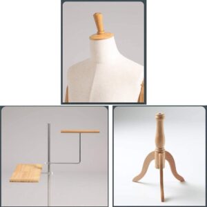 Tailors Dummy Male Mannequin Busts Torso with Wooden Tripod Stand |for Clothing Realistic Display Dressmakers Dummy with Arm Dressmakers Dummy