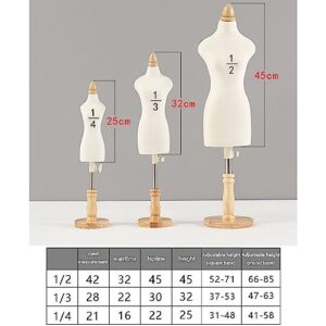 Sewing Mannequin, Mannequin Display Small Dressmakers Dummy Female, Adjustable Height, Tailor Manikins Mini Doll Dress Form Display 1/4 b