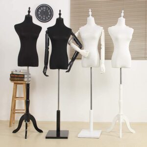 Tailors Dummy Mannequin Torso Body with Tripod Stand |Tailors Dummy with Realistic Hands for Female Clothing Dress Jewelry Display Dressmakers Dummy