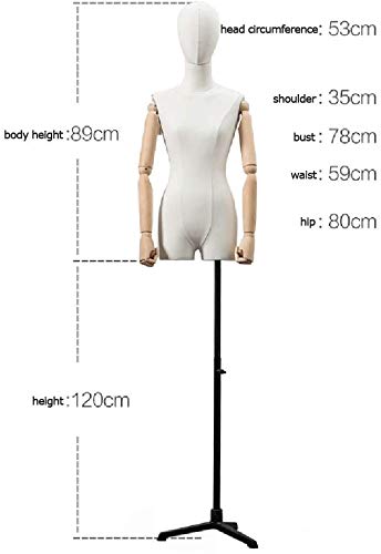 Tailors Dummy Female Mannequin Torso Body with Adjustable Golden Stand |for Clothing Dress Jewelry Display Dressmakers Dummy