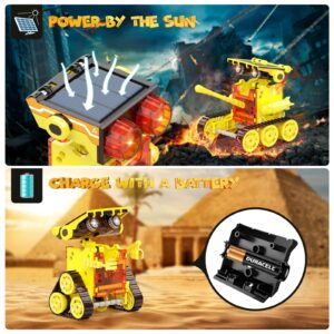 Wesfuner 30-in-1 STEM Solar Robot Kit Toys, 243 Pieces Educational Building Science Experiment Kit for Kids Aged 8-12, Birthday Gifts Kids Aged 8 9 10 11 12 13 Years Old(Yellow)