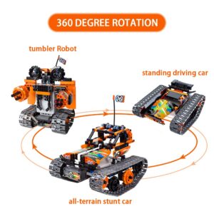 3-in-1 STEM Remote Control Building Kits - Tracked Car/Robot/Tank - 2.4Ghz Rechargeable RC Racer Toy Set Gift for 8-12 14 Year Old Boys and Girls Best Engineering Science Learning Kit for Kids 392pcs