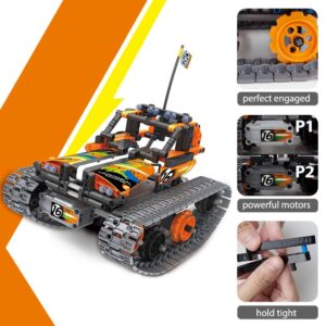 3-in-1 STEM Remote Control Building Kits - Tracked Car/Robot/Tank - 2.4Ghz Rechargeable RC Racer Toy Set Gift for 8-12 14 Year Old Boys and Girls Best Engineering Science Learning Kit for Kids 392pcs