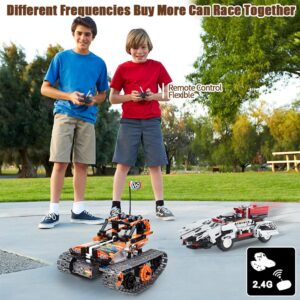 3-in-1 STEM Remote Control Building Kits - Tracked Car/Robot/Tank - 2.4Ghz Rechargeable RC Racer Toy Set Gift for 8-12 14 Year Old Boys and Girls Best Engineering Science Learning Kit for Kids 392pcs