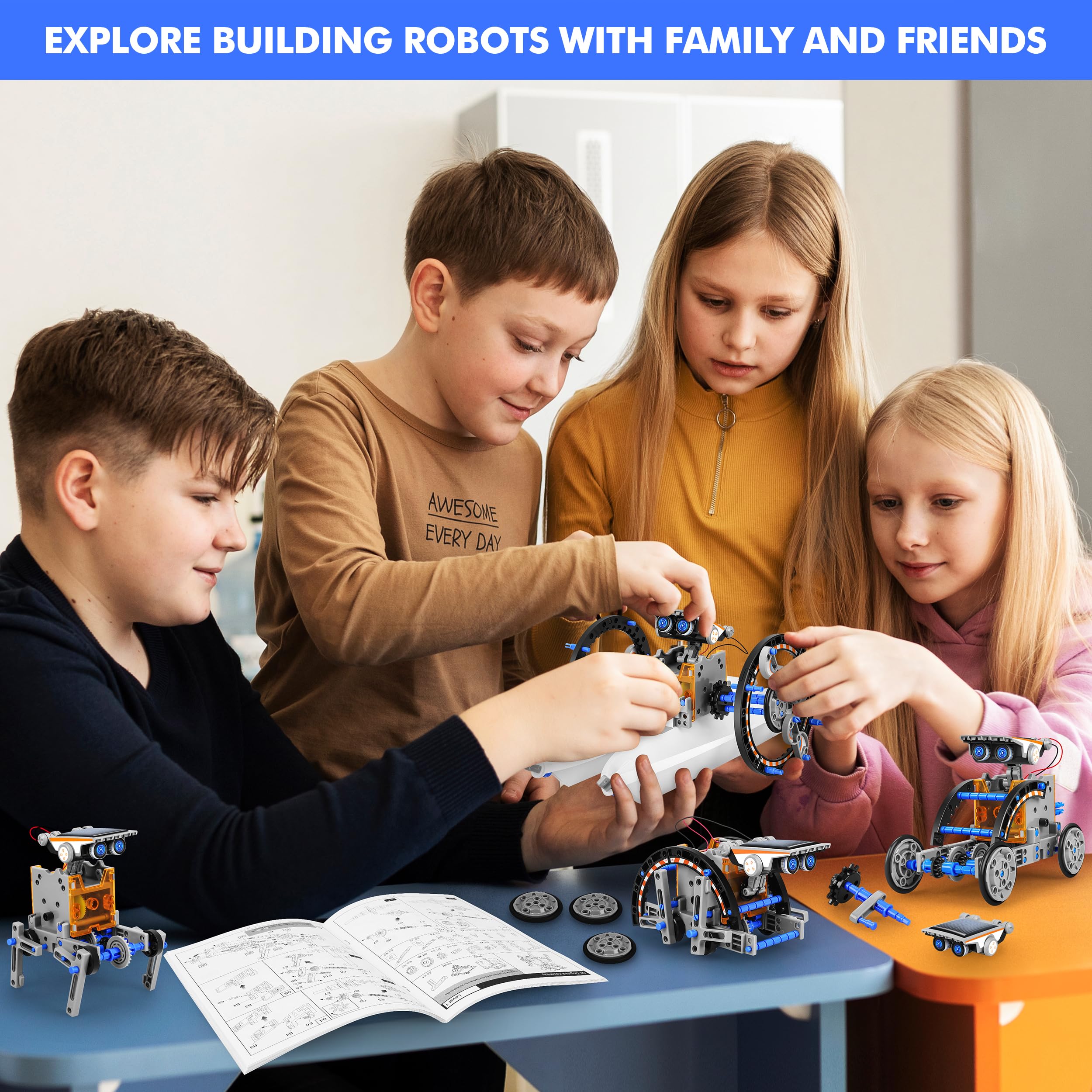 STEM 13-in-1 Education Solar Power Robots Toys for Boys Age 8-12, DIY Educational Toy Science Kits for Kids, Building Experiment Robotics Set Birthday Gifts for 8 9 10 11 12 Years Old Boys Girls Teens