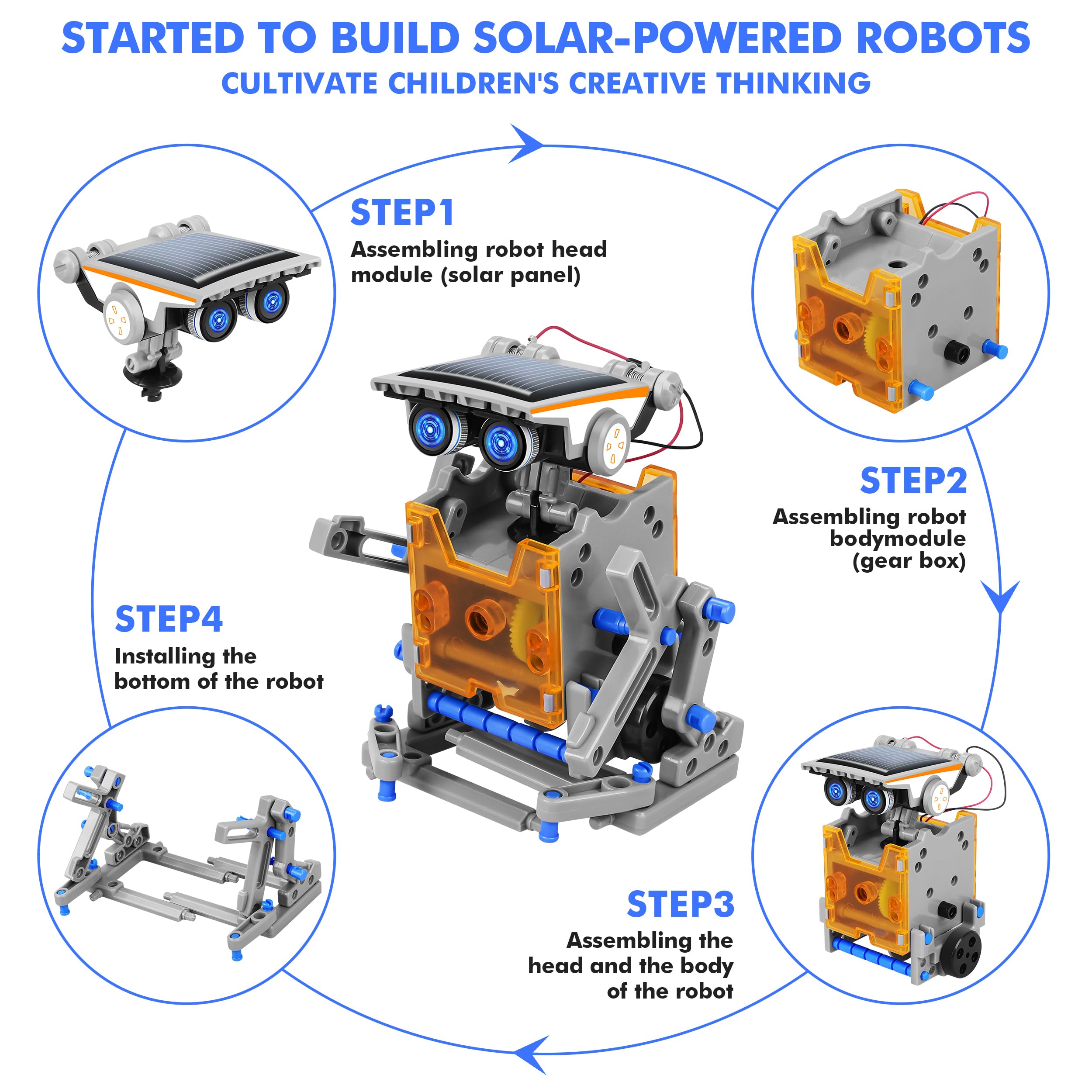 STEM 13-in-1 Education Solar Power Robots Toys for Boys Age 8-12, DIY Educational Toy Science Kits for Kids, Building Experiment Robotics Set Birthday Gifts for 8 9 10 11 12 Years Old Boys Girls Teens