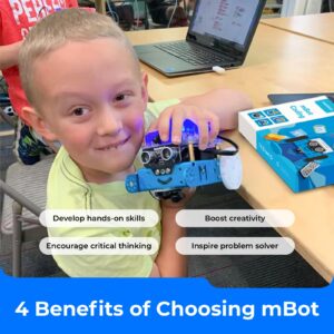 Makeblock mBot Robot Kit with Scratch Coding Box, STEM Projects for Kids Learn to Code with Scratch Arduino, Programmable Robot with 4 Programming Learning Projects, Gifts for Boys Girls Aged 8-12