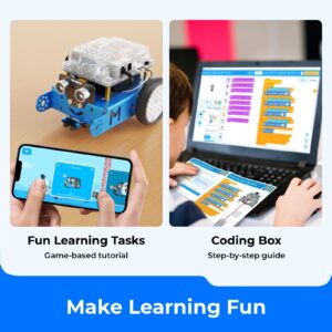 Makeblock mBot Robot Kit with Scratch Coding Box, STEM Projects for Kids Learn to Code with Scratch Arduino, Programmable Robot with 4 Programming Learning Projects, Gifts for Boys Girls Aged 8-12