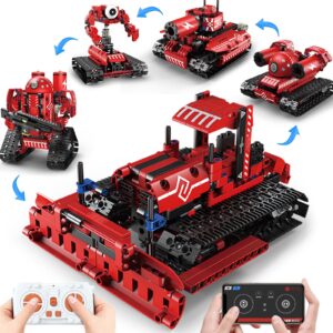behowl technique car building blocks set, science kits for kids age 8-12, stem 5in1 remote & app control tracked/robot/bulldozer/tank, building toy gifts for boys girls 8-16, (495 pcs)