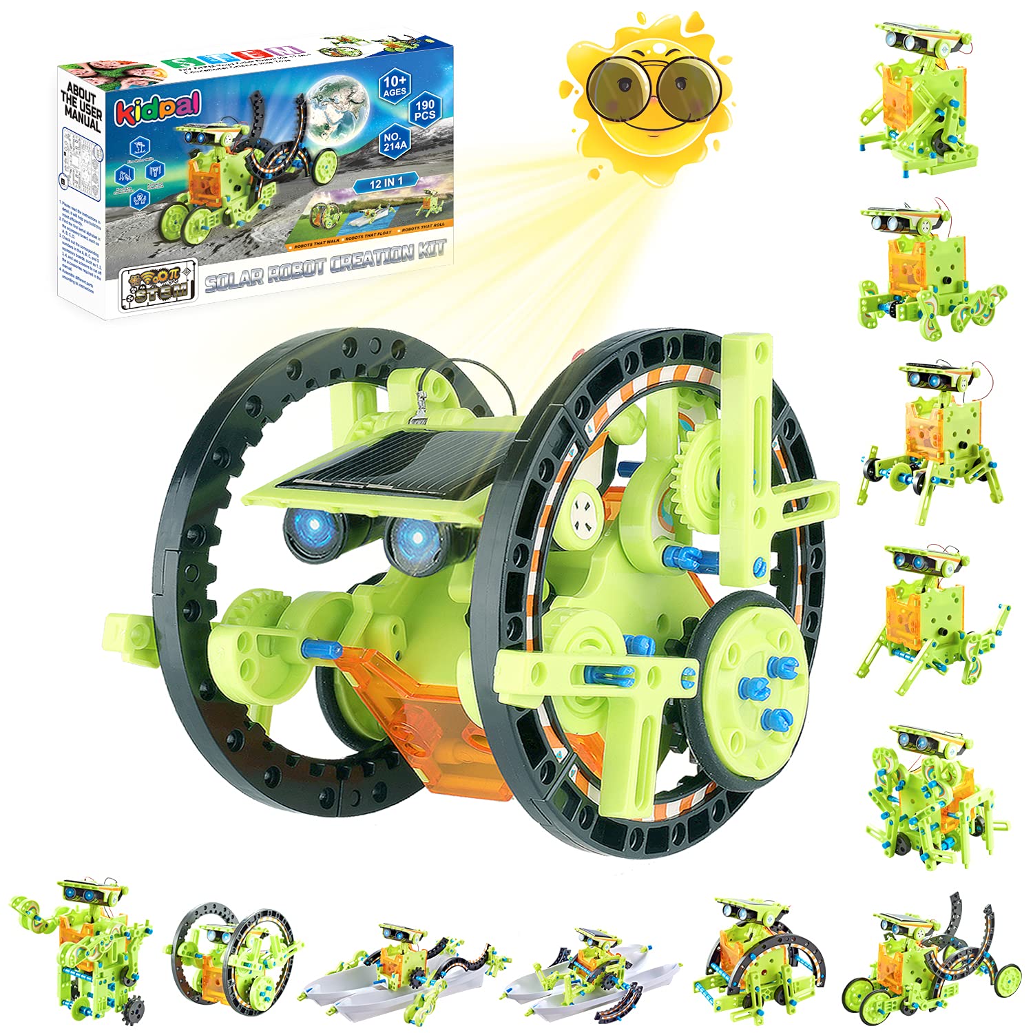 Kidpal Solar Powered Kit Robotics Science Kit for Kids 8 9 10 11 12 Year Old Boys & Girls Engineering Toys Build Your Own Robot Kit STEM Robot Building Kit for Teen Boys Age 8 9 10